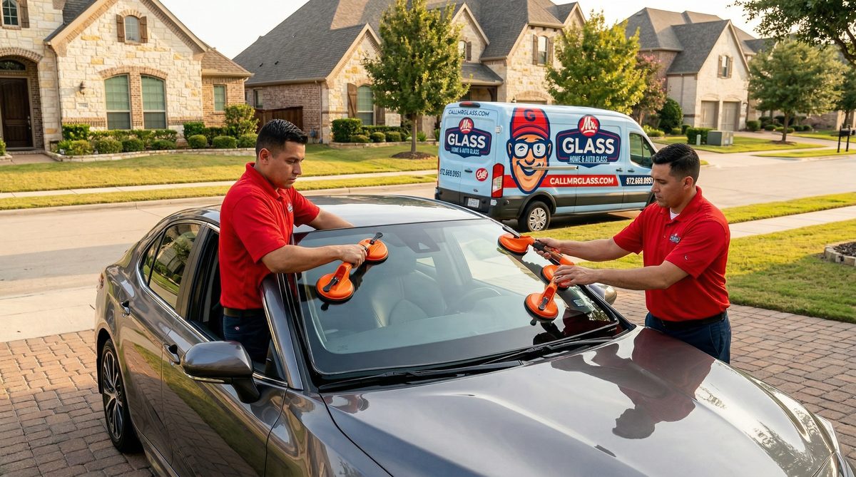 Windshield Replacement in Progress