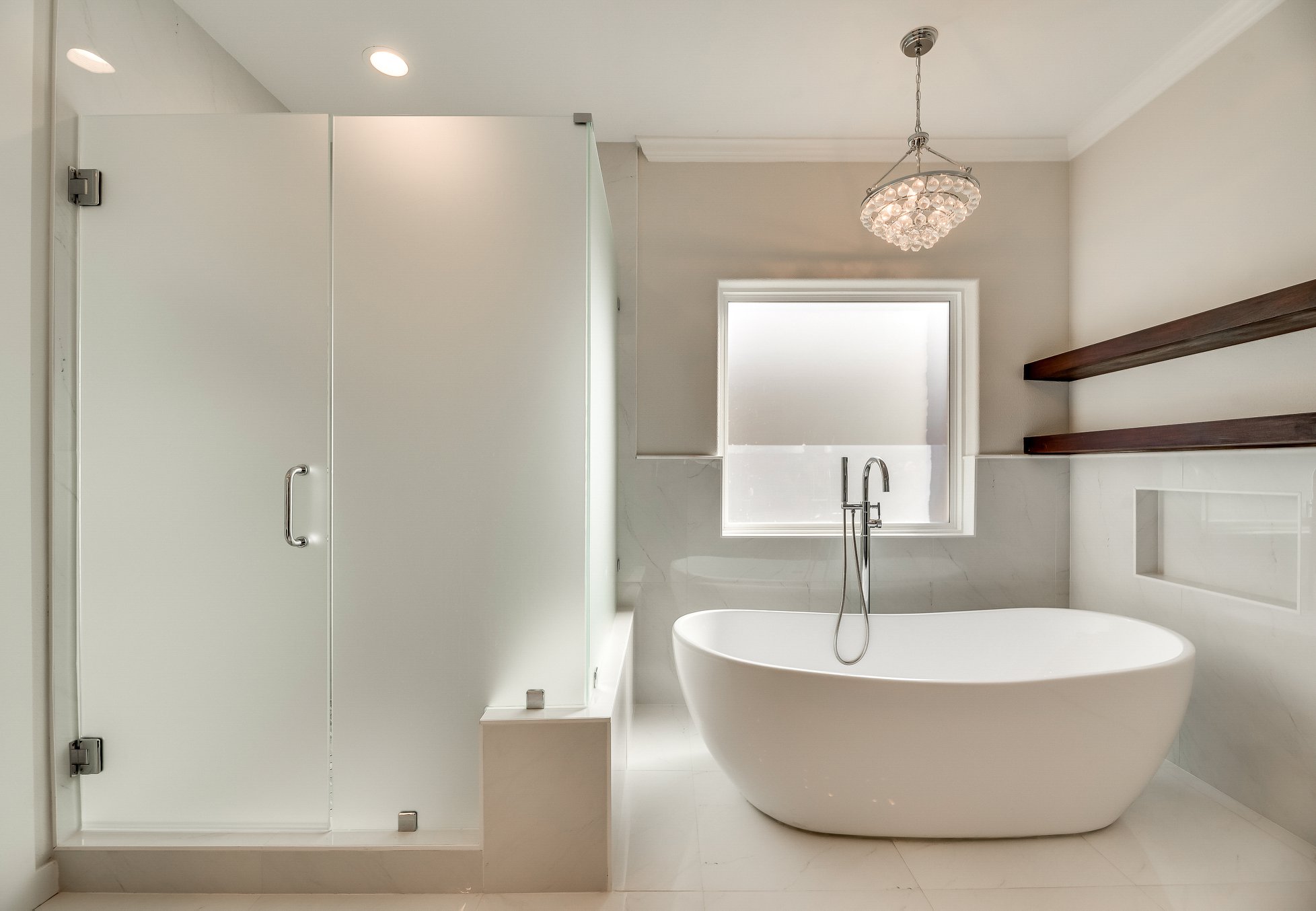 Glass Shower with Tile Accent