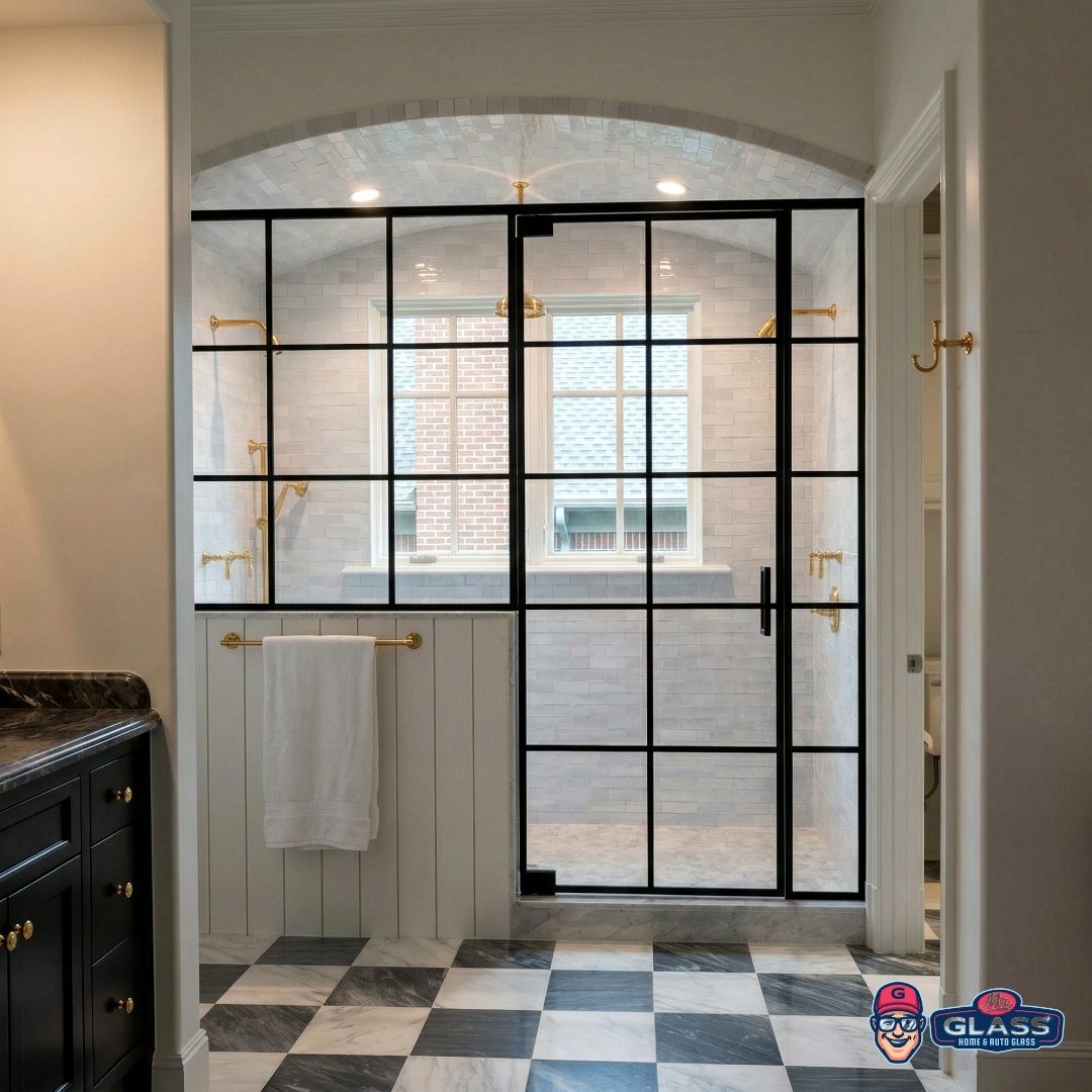 Black Grid Shower Door